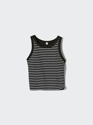 Womens Ribbed Cropped Bra Sleeveless Top Black Small UNIQLO US Product Image