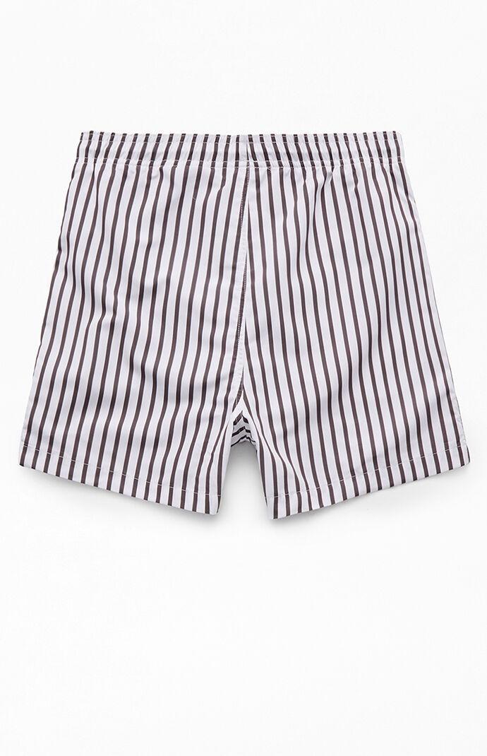 Men's Vertical Stripe 4" Swim Trunks in Brown/White - Product Image