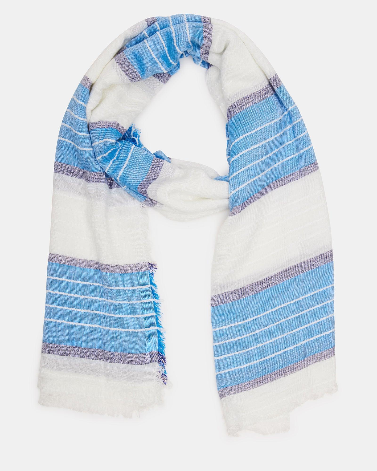 STRIPED OBLONG SCARF BLUE Female Product Image