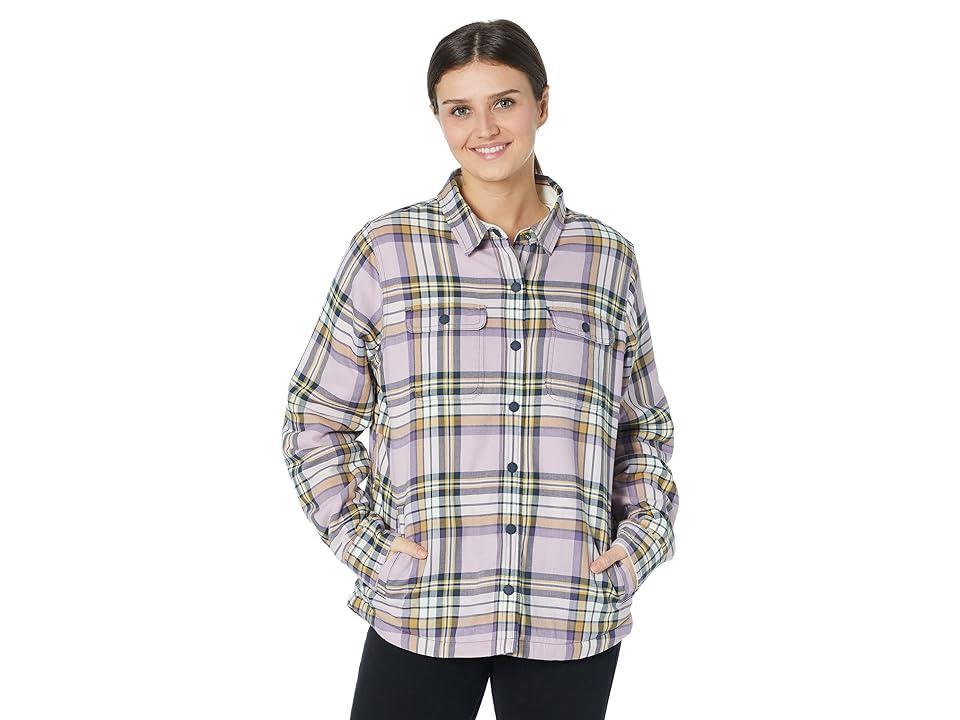 L.L.Bean Petite Fleece Lined Flannel Shirt Snap Front Plaid (Light Mauve) Women's Clothing product image