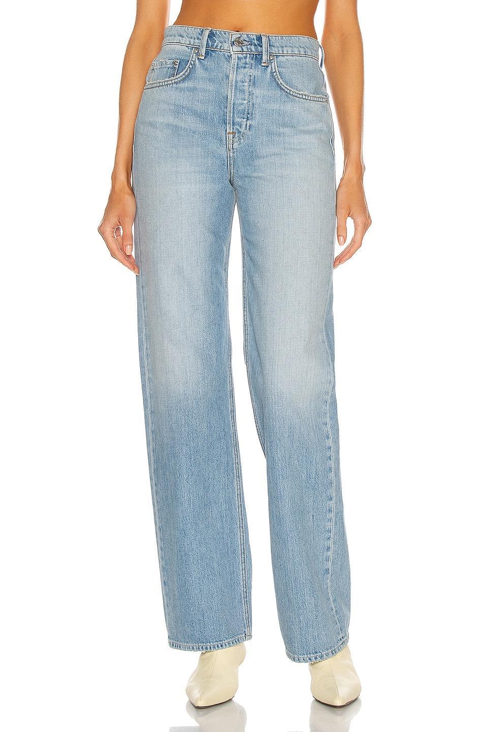 GRLFRND Brooklyn High Rise Straight in Miracle Mile - Blue. Size 27 (also in 23, 24, 25, 26, 28, 29, 30, 31, 32). Product Image