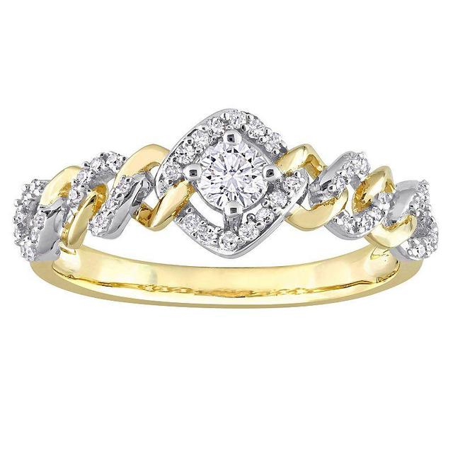 Stella Grace 10k Two-Tone Gold 1/3 Carat T.W. Diamond Link Halo Engagement Ring, Womens 10k Gold Product Image