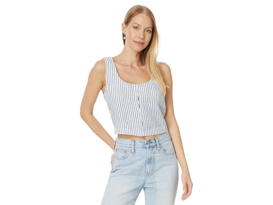 Madewell Scoopneck Crop Tank in 100% Linen (Bluestone) Women's Clothing Product Image