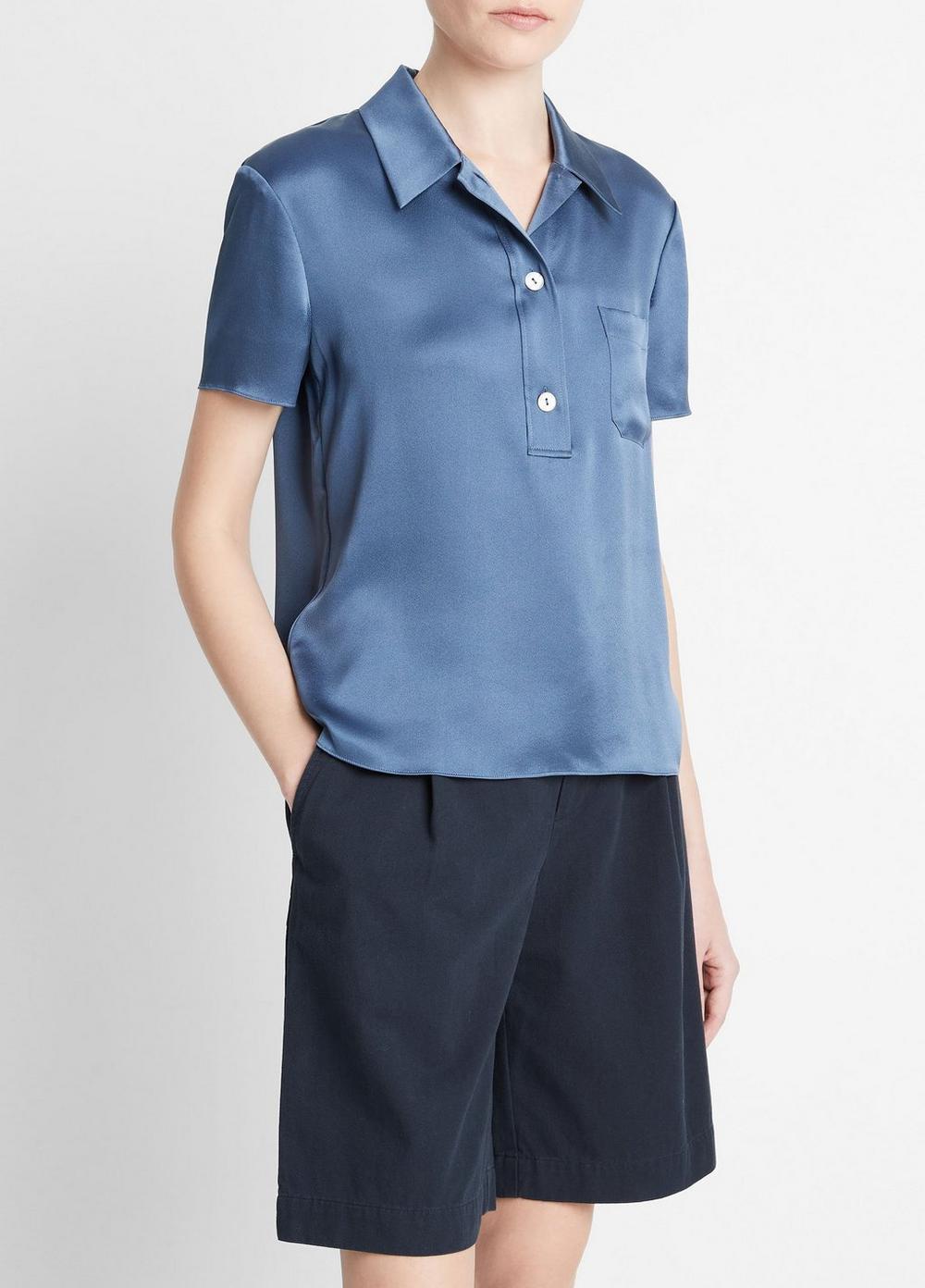 Silk Short-Sleeve Polo Shirt Product Image