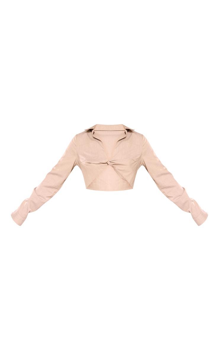 Tall Taupe Twist Front Detail Long Sleeve Top Product Image