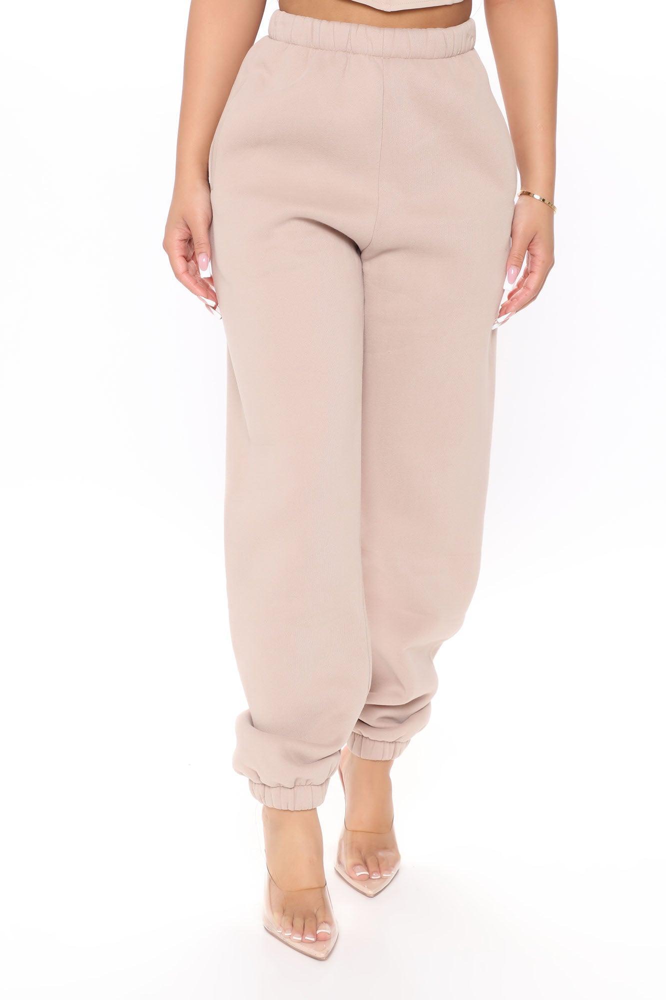 On The Run Fleece Sweatpant - Taupe Product Image