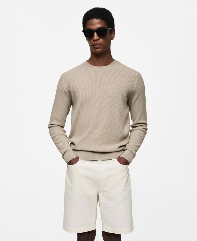 Mango Mens Ribbed Cotton Knitted Sweater Product Image