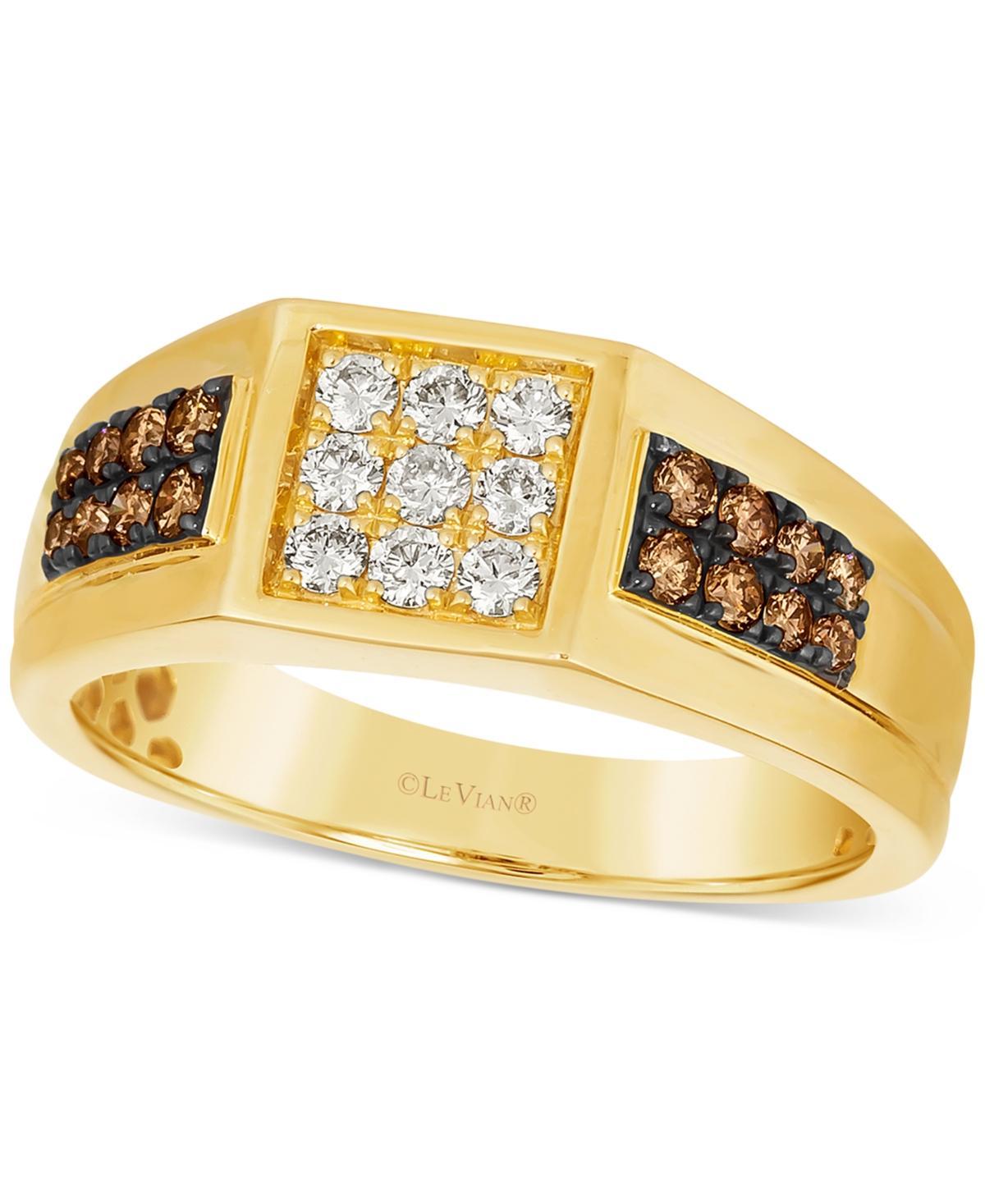 Le Vian Chocolatier Mens Chocolate Diamond (1/3 ct. t.w.) & Vanilla Diamond (1/3 ct. t.w.) Cluster Ring in 14k Gold Product Image