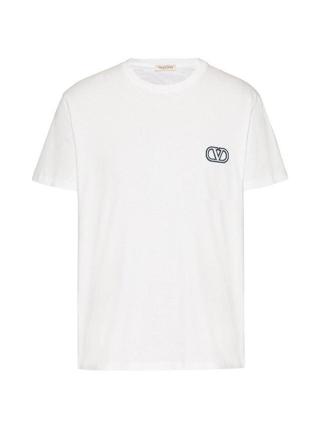 Mens Cotton T-Shirt with V-Logo Signature Patch Product Image