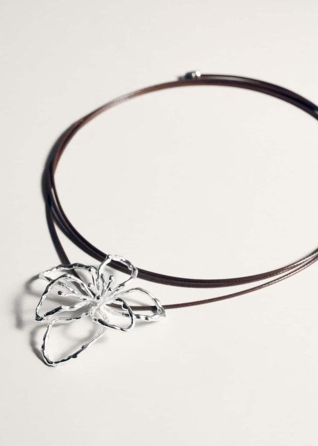 MANGO - Flower cord necklace - One size - Women Product Image