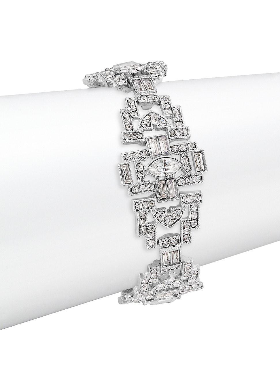 Womens Rhodium-Plated & Glass Crystal Art Deco Bracelet Product Image