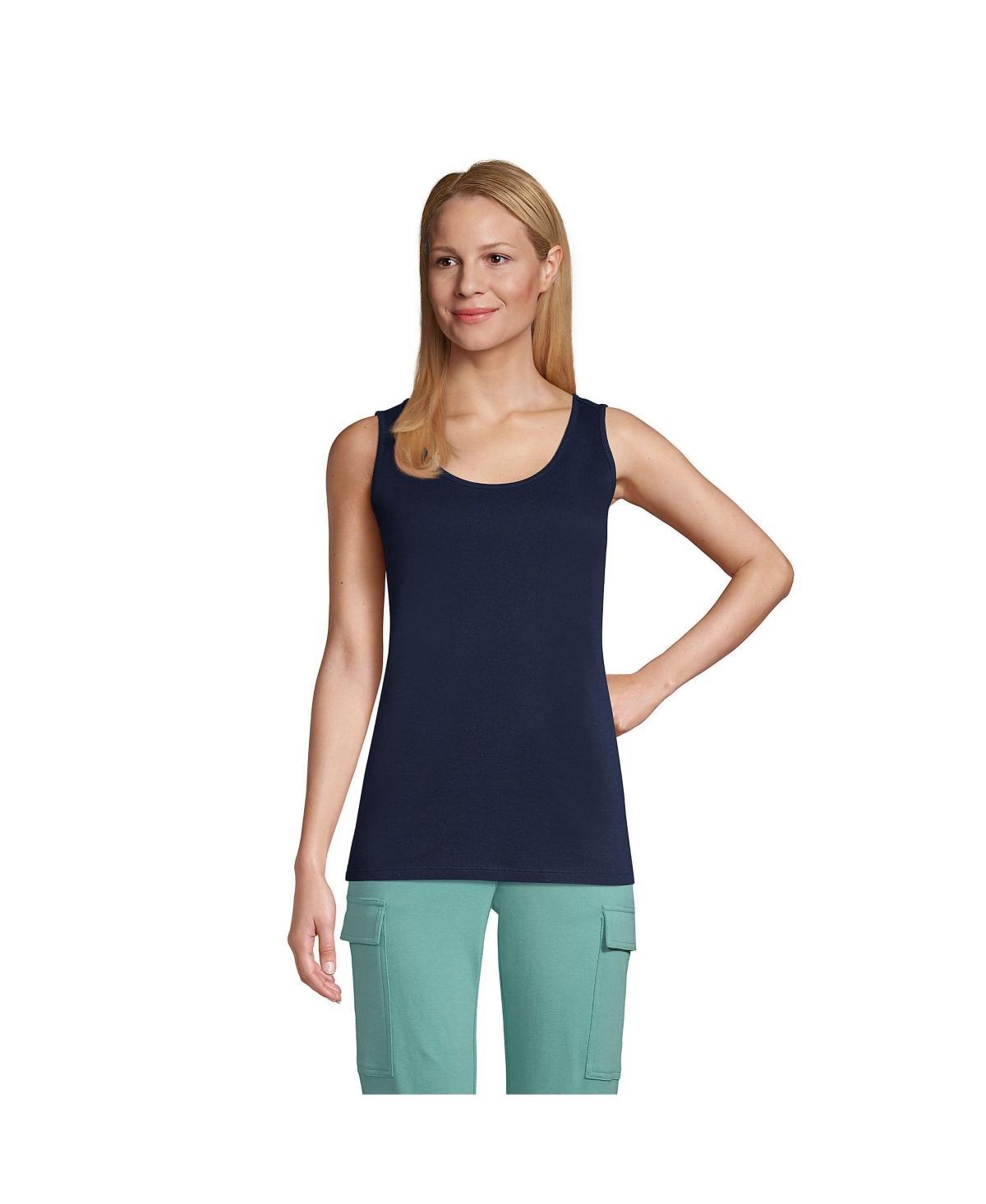 Womens Lands End Cotton Tank Top Grey Product Image