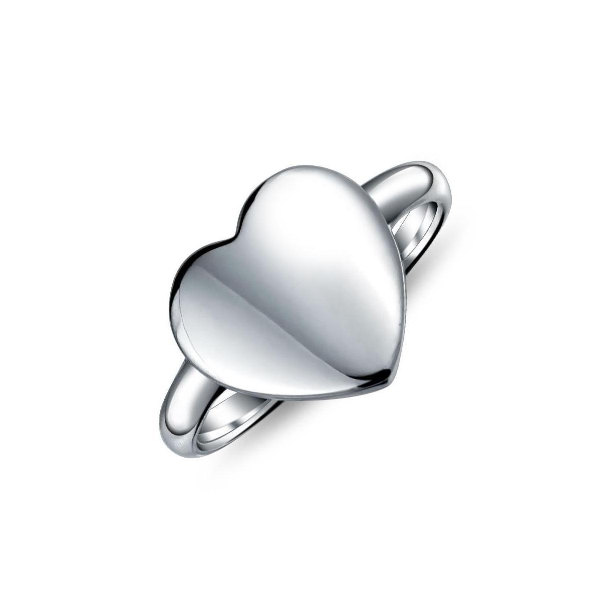 Bling Jewelry Simple Heart Shape Signet Large Heart Ring For Women .925 Sterling Silver Product Image