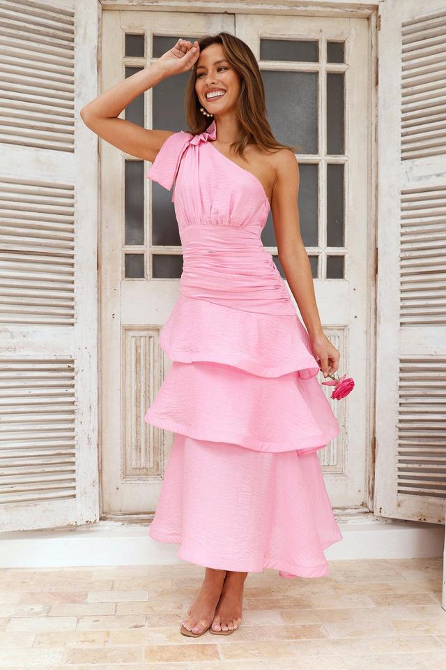 Events In The Garden One Shoulder Midi Dress Pink Product Image