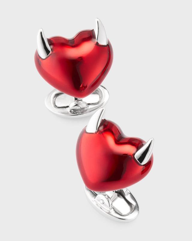 Mens Heart with Horns Sterling Silver Cufflinks Product Image