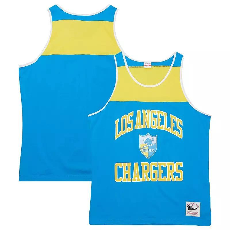 Mens Mitchell & Ness Powder Blue Los Angeles Chargers Gridiron Classics Heritage Colorblock Tank Top - Powder Blue Product Image