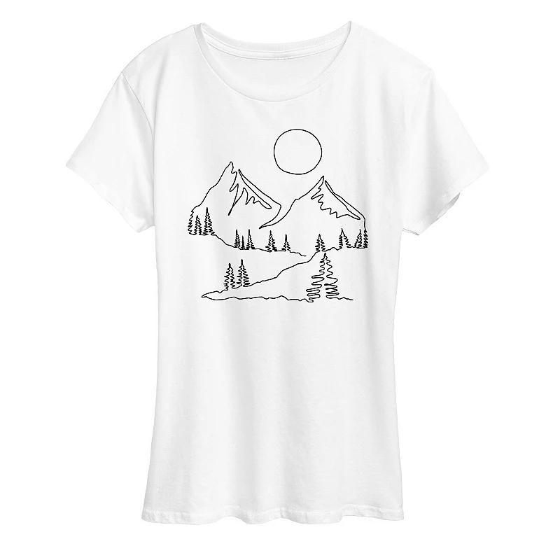 Womens Mountain Line Drawing Graphic Tee Product Image