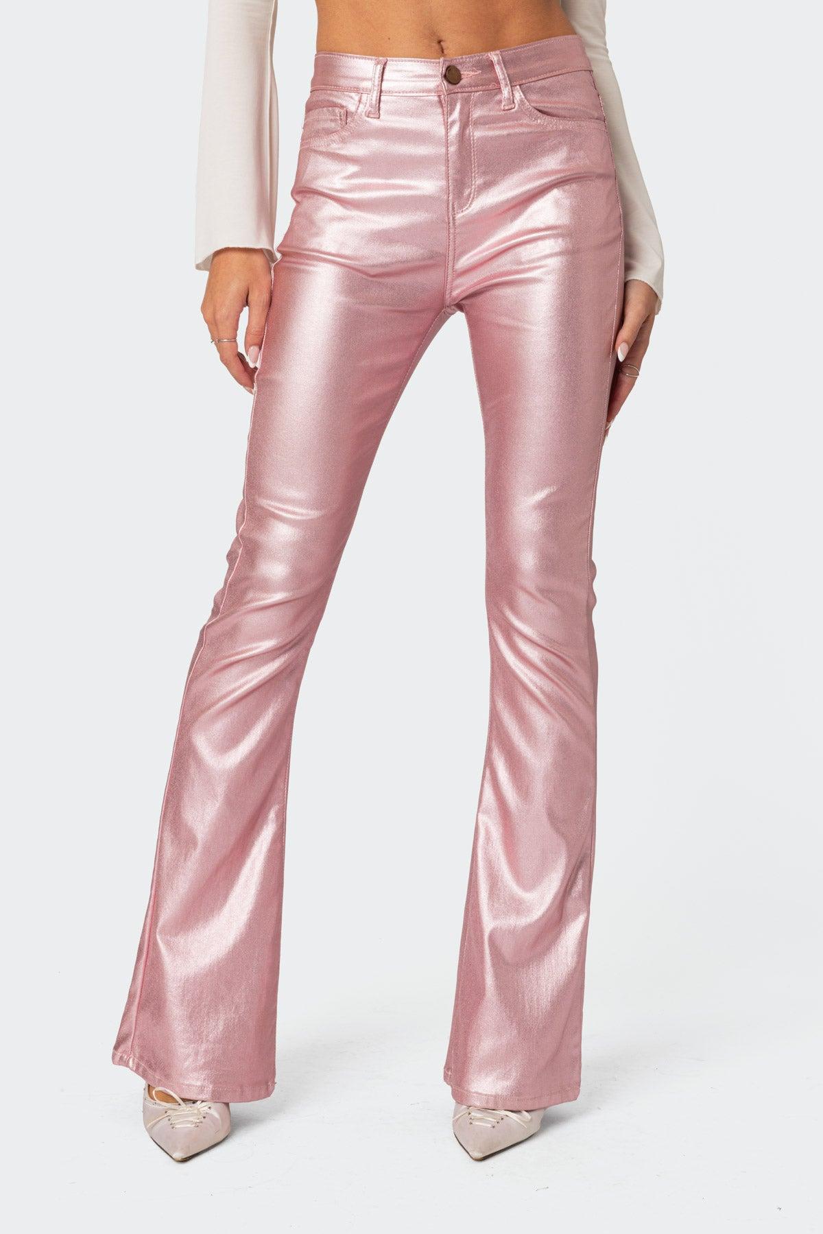 Luna Faux Leather Flare Jeans Product Image