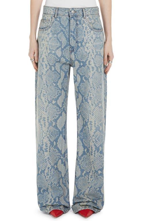 SPORTMAX Python Print Denim Wide Leg Jeans Product Image