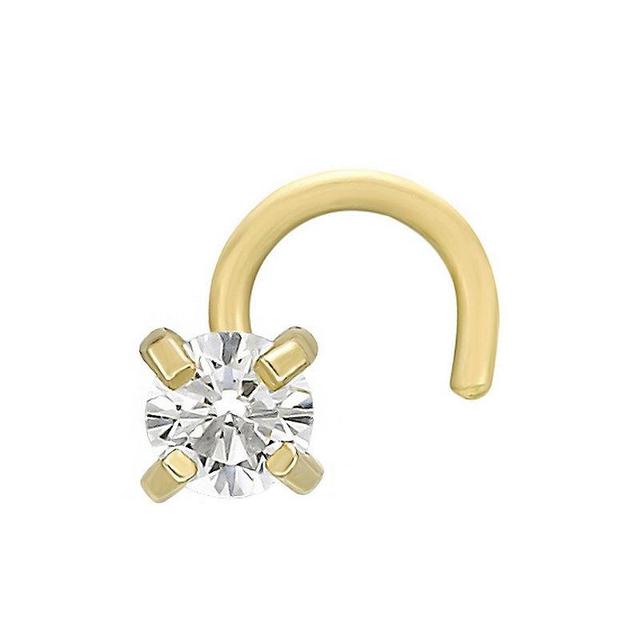 Lila Moon 14k Gold 2 mm Cubic Zirconia Curved Nose Stud, Womens, White Product Image