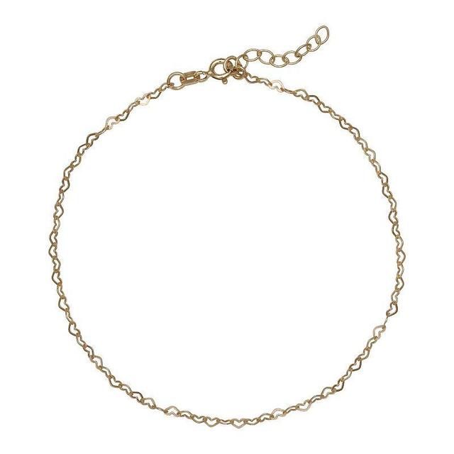 PRIMROSE Sterling Silver Heart Link Chain Anklet, Womens Yellow Product Image