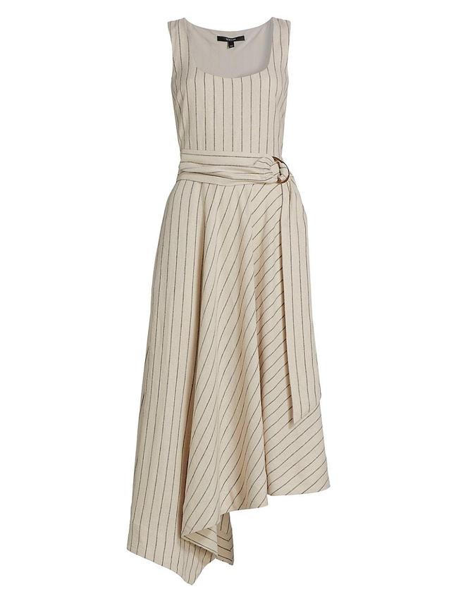 Womens Naomi Asymmetric Linen-Blend Midi-Dress Product Image