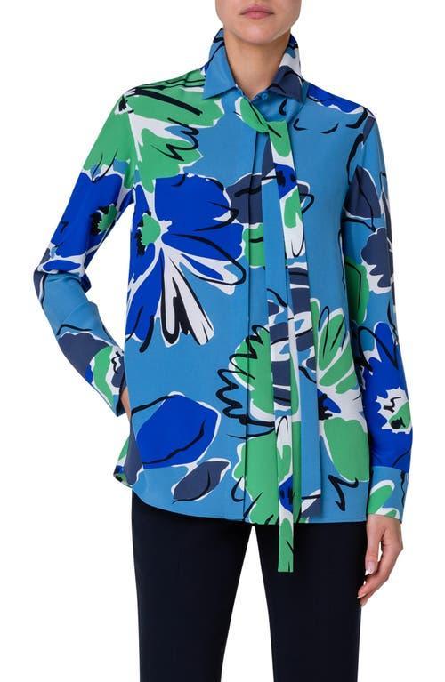 Akris Abraham Floral Print Silk Crepe Button-Up Shirt Product Image