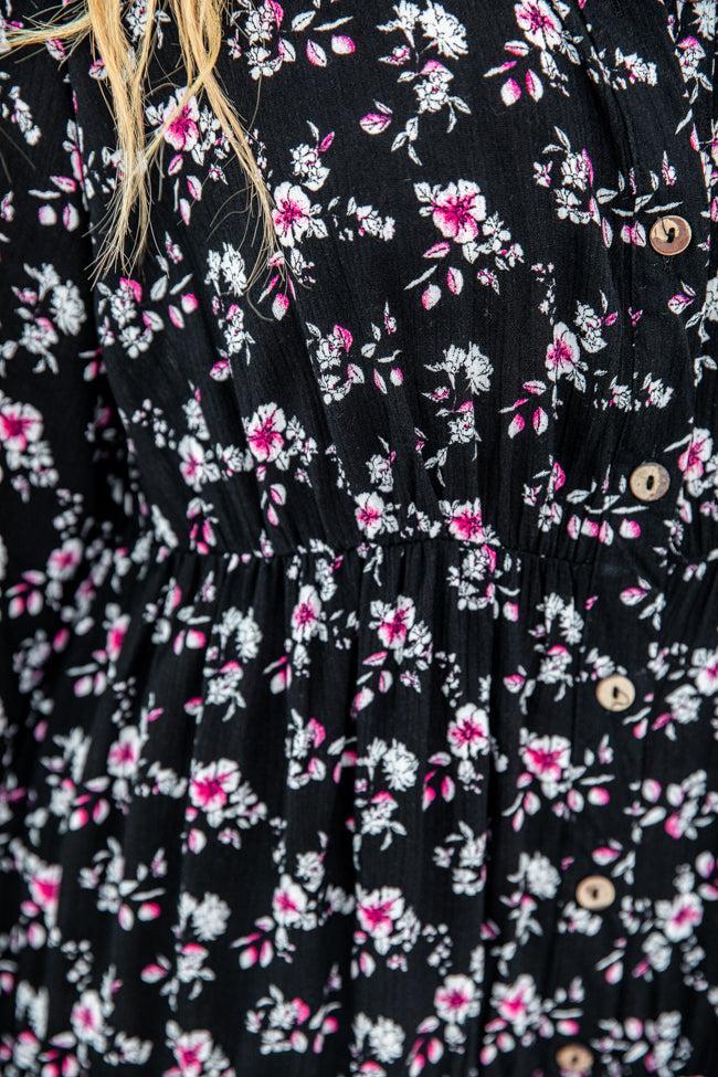 A Different World Black Floral Shirt Dress FINAL SALE Product Image