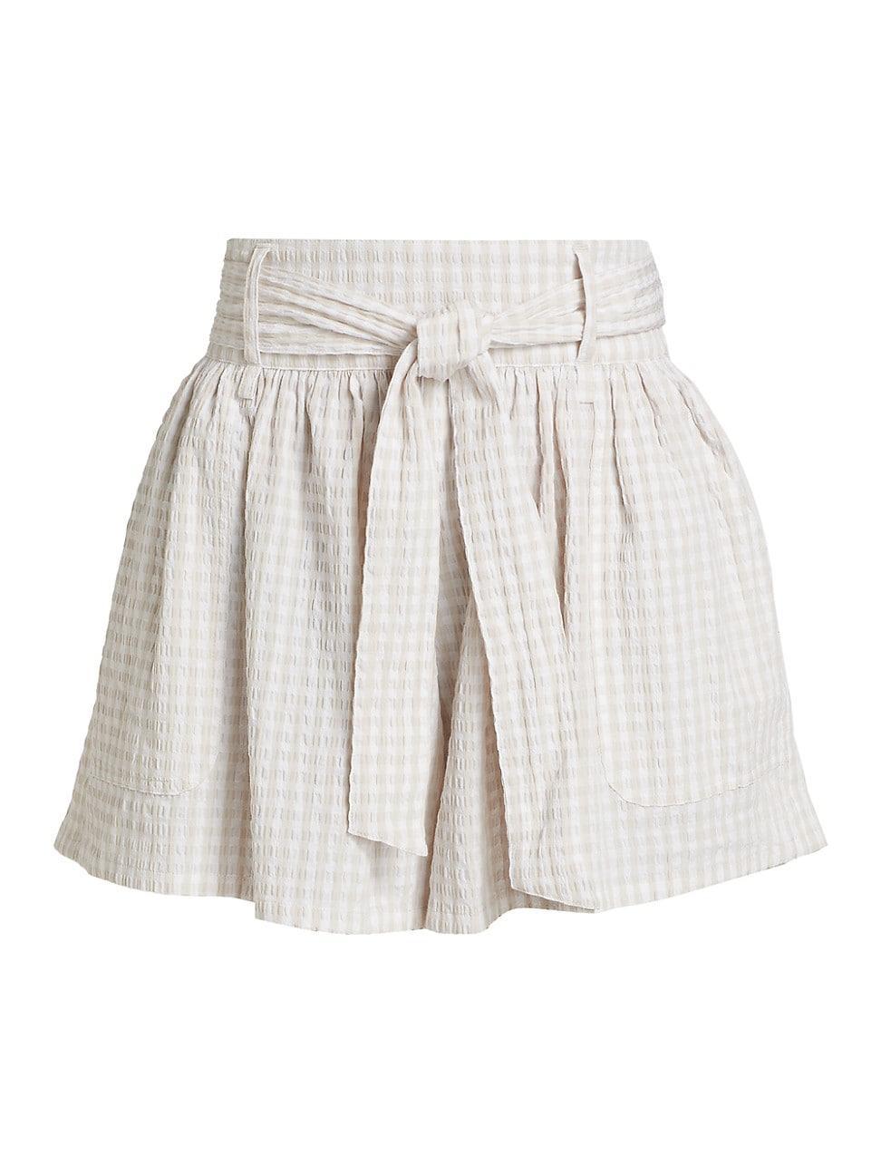 Womens Gabrielle Gingham High-Rise Shorts Product Image