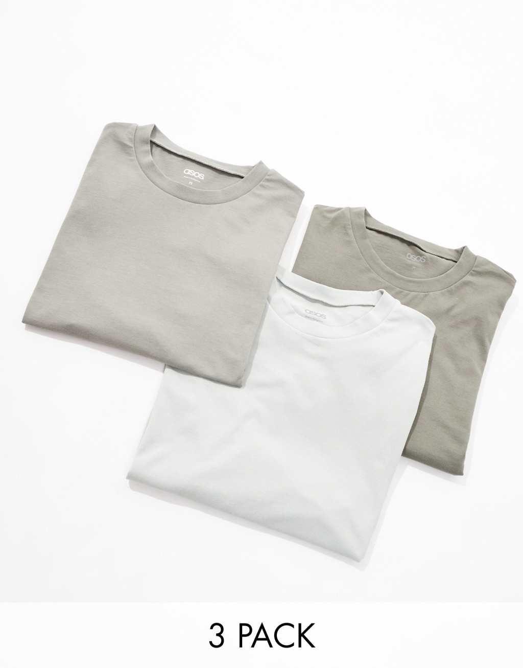 ASOS DESIGN 3 pack crew neck t-shirts in multiple colors Product Image