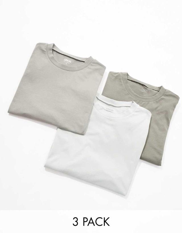 ASOS DESIGN 3 pack crew neck t-shirts in multiple colors Product Image