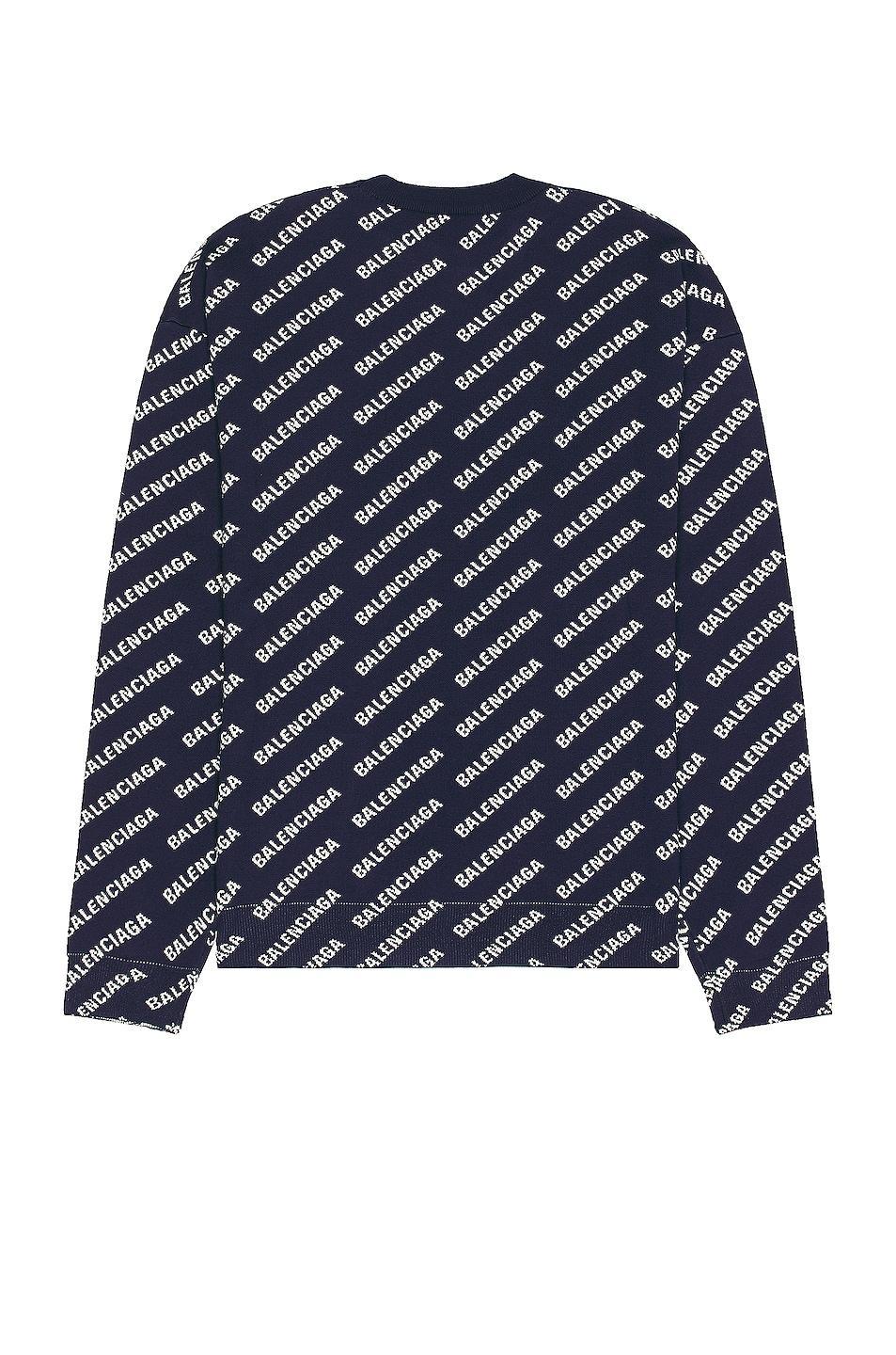 Balenciaga All Over Sweater in Navy & White - Black. Size L (also in ). Product Image