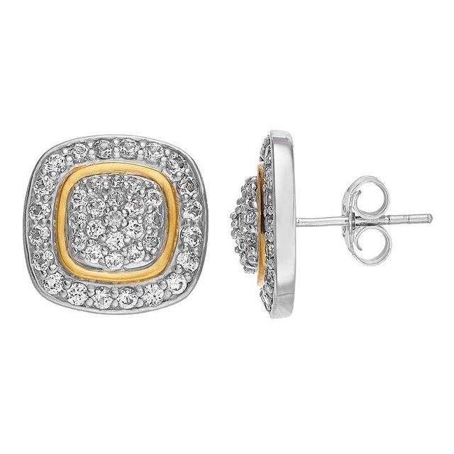 Rosabella 14K Gold Over Sterling Silver Lab-Created White Sapphire Stud Earrings, Womens Product Image