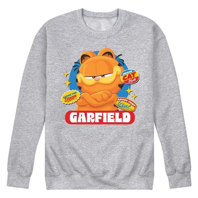 Mens Garfield The Movie Stickers Fleece Sweatshirt Athletic Grey Product Image