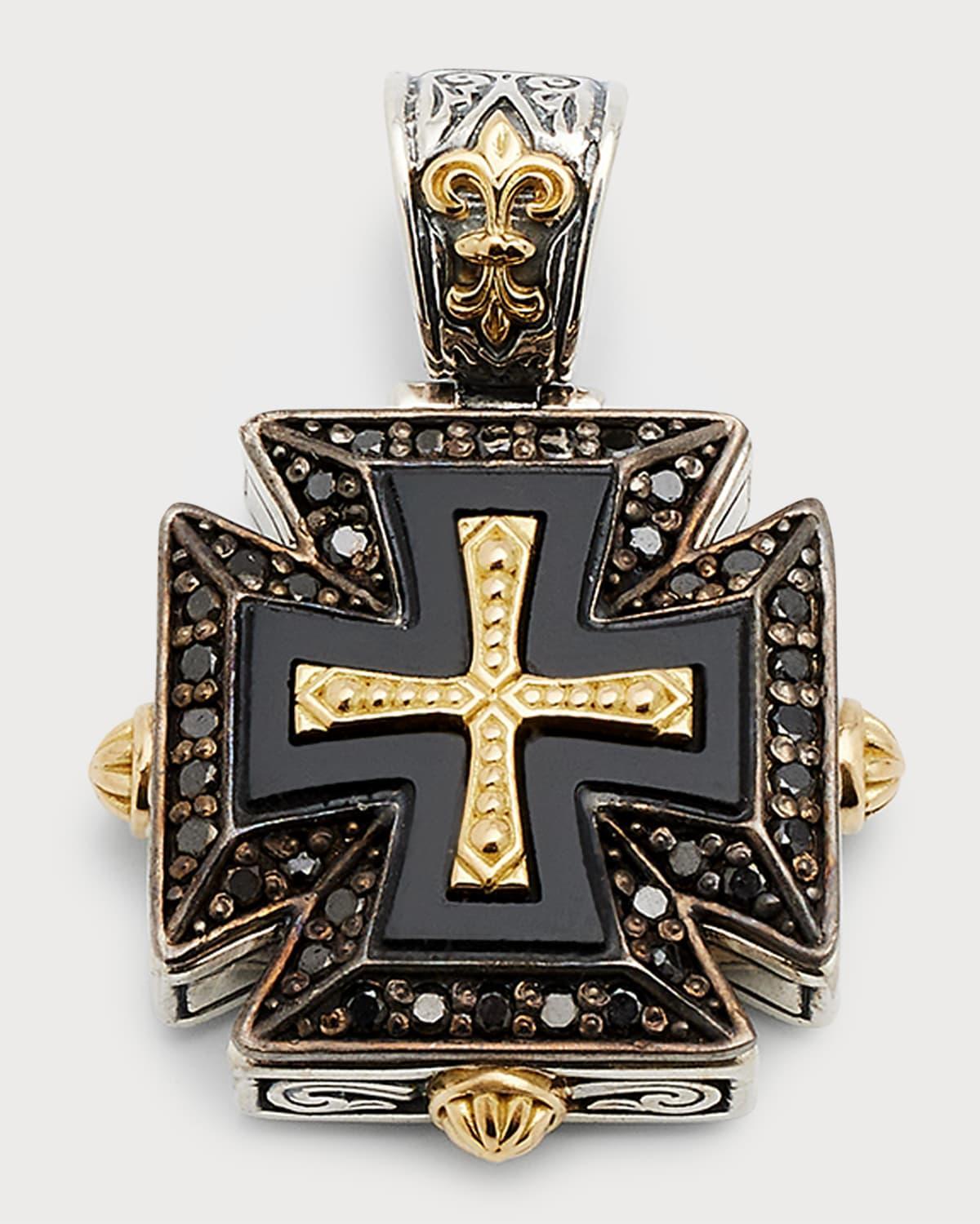 Konstantino Men's Two-Tone Black Onyx Cross Pendant with Black Diamonds - MULTI Product Image