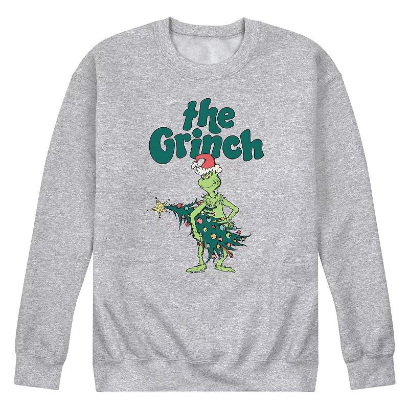 Mens Dr. Seuss The Grinch Tree Fleece Sweatshirt Grey Gray Product Image