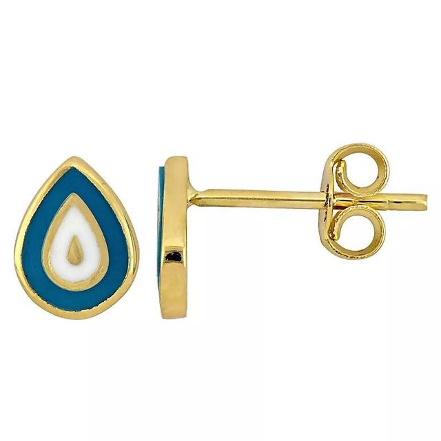 Stella Grace 14k Gold Turquoise & White Enamel Teardrop Stud Earrings, Womens Product Image