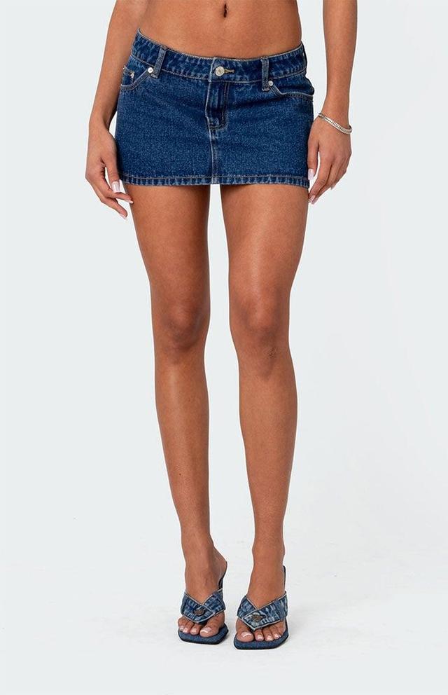 Edikted Womens Spencer Low Rise Denim Micro Skirt Product Image