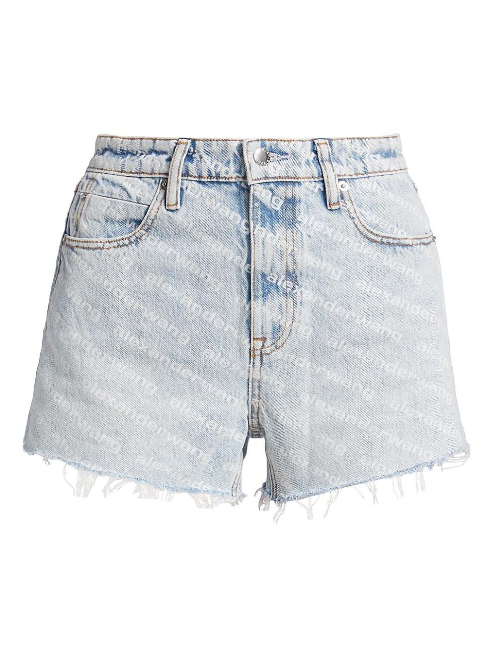 Alexander Wang Bite Logo Cutoff Denim Shorts Product Image