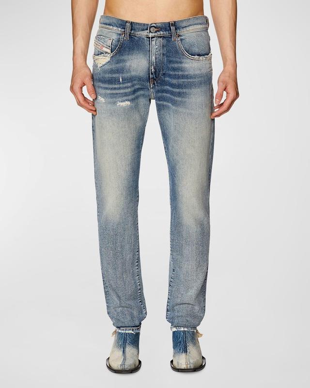 Mens 2019 D-Strukt L.32 Light-Wash Denim Jeans Product Image