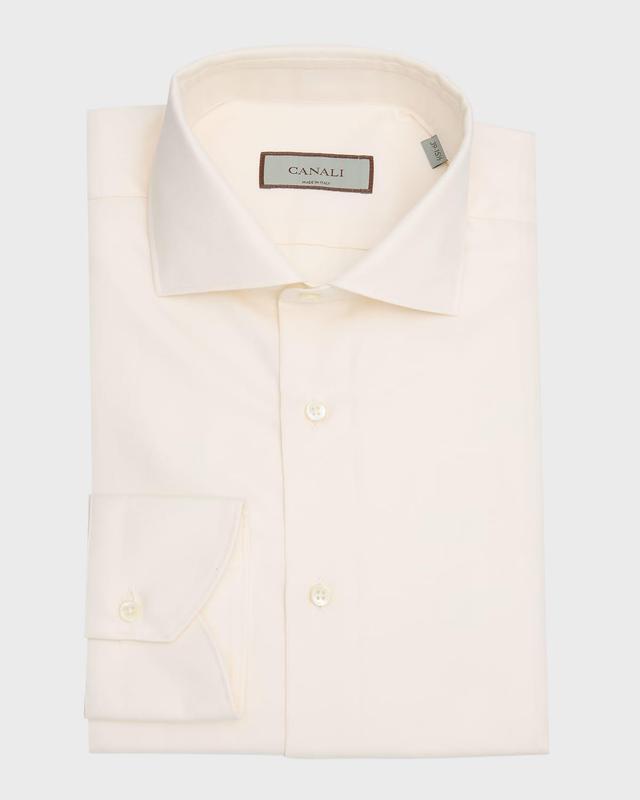 Mens Ecru Cotton Dress Shirt Product Image