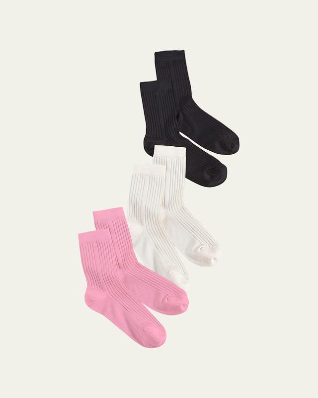 Silky Rib-Knit Crew Socks 3-Pack Product Image