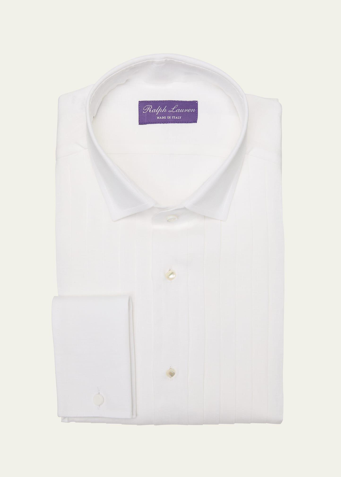 Mens French-Cuff Linen Tuxedo Shirt Product Image