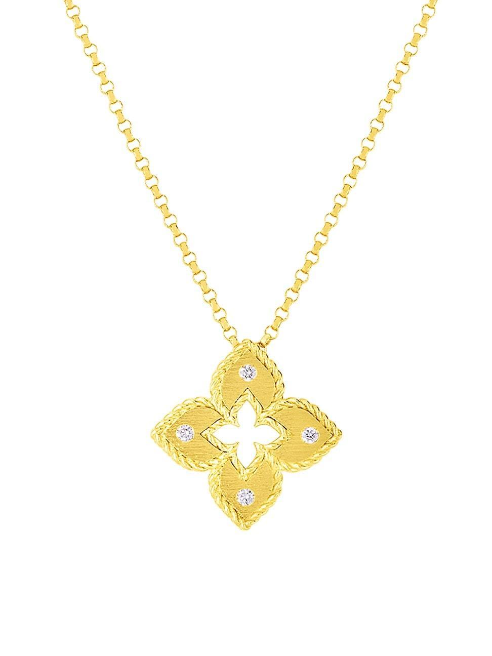 Womens Petite Venetian Extra-Small 18K Yellow Gold & Diamond Pendant Necklace Product Image