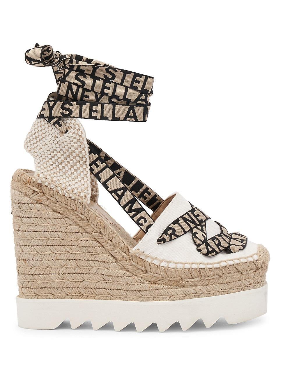 Stella McCartney Gaia Logo Strap Organic Canvas Platform Wedge Espadrille Product Image