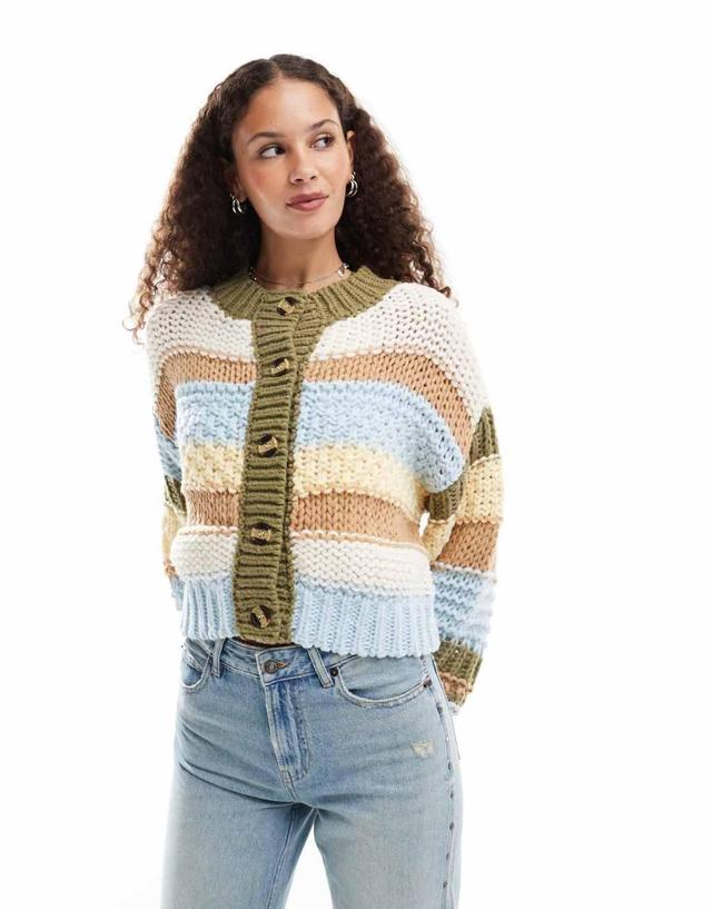 Emory Park chunky striped cardigan in multi Product Image