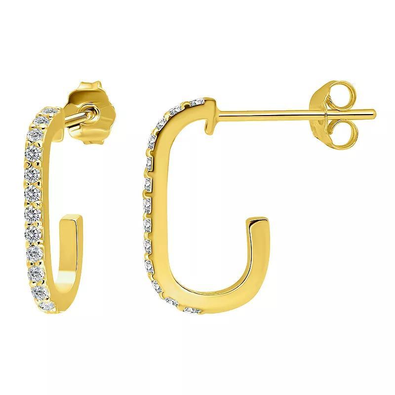 Aleure Precioso Pave Cubic Zirconia Paperclip Posted Hoop Earrings, Womens, Gold Tone Product Image