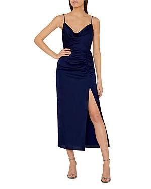 Womens Lilliana Ruched Satin Cowlneck Slipdress Product Image