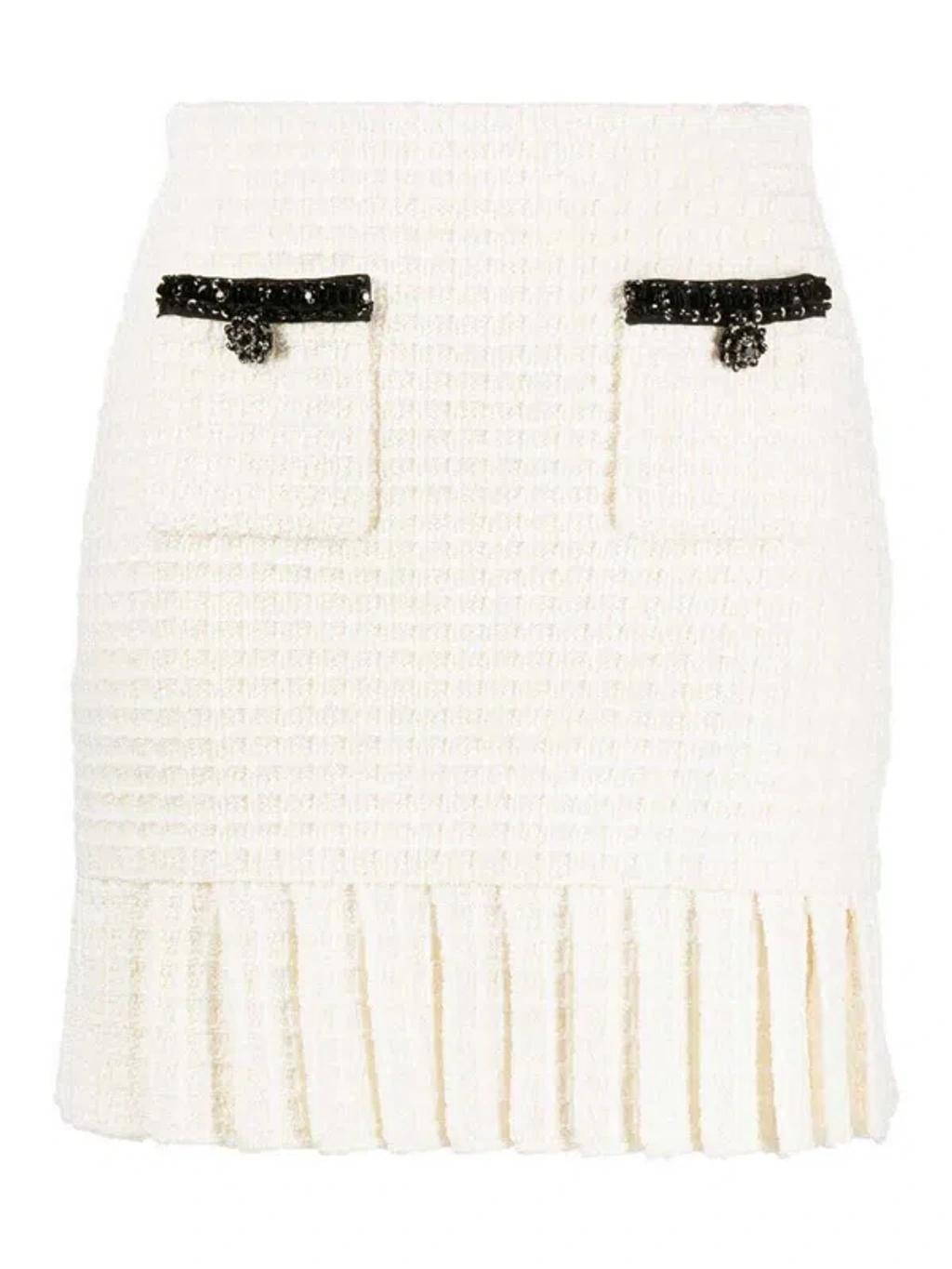 Textured Knit Mini Skirt In White Product Image