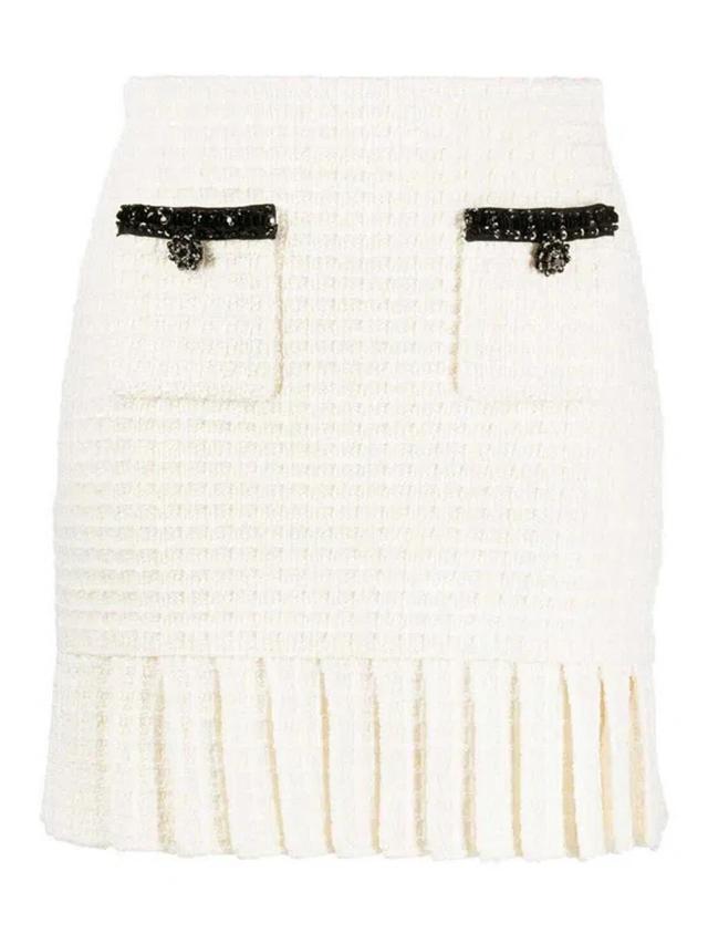 Textured Knit Mini Skirt In White Product Image